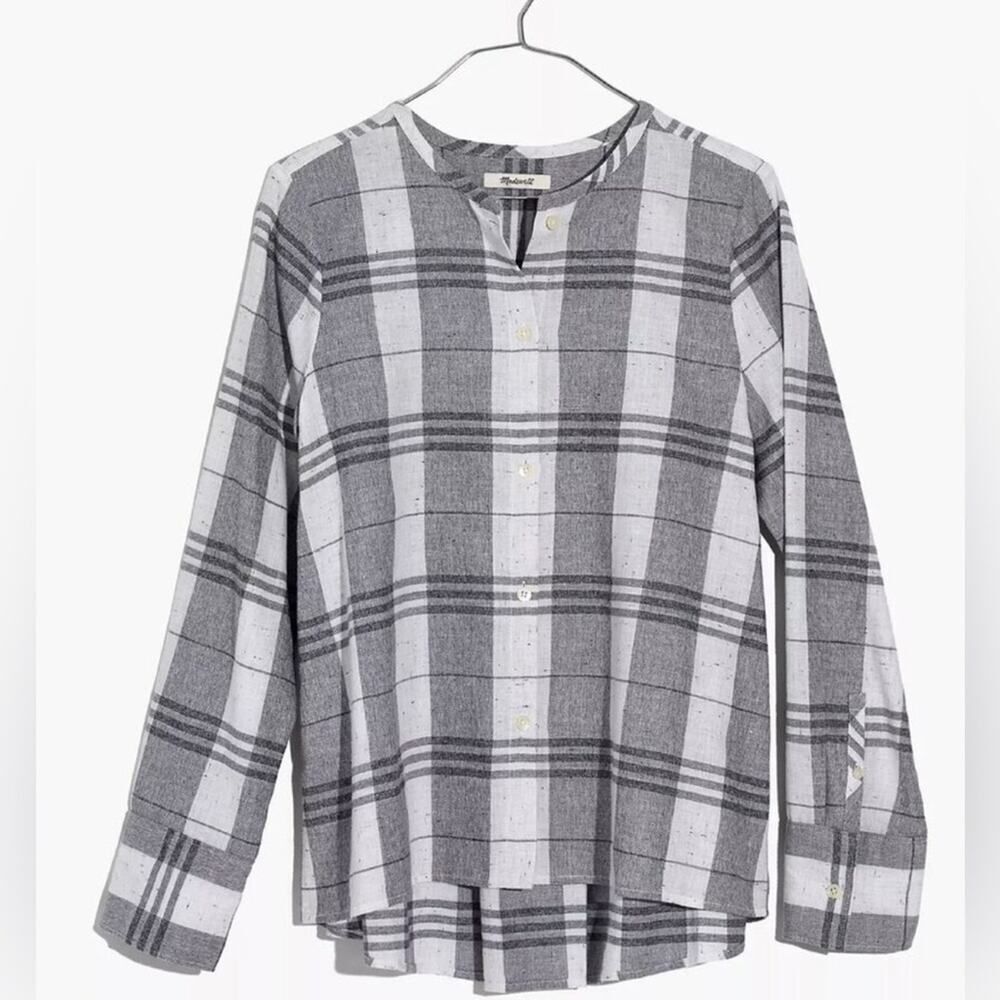 MADEWELL COLORLESS PLAID BUTTON DOWN BLOUSE SIZE XL